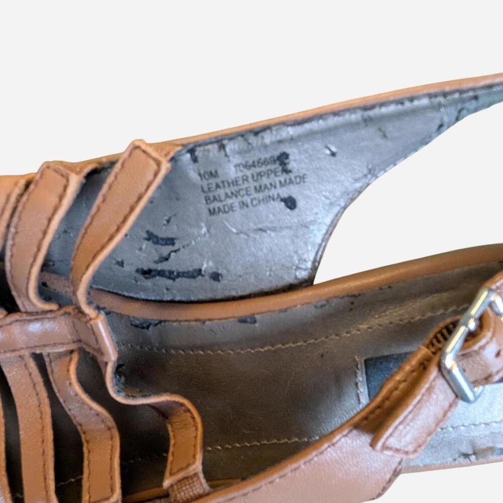 Early 2000s Array Tan Leather Caged Fisherman Sli… - image 4